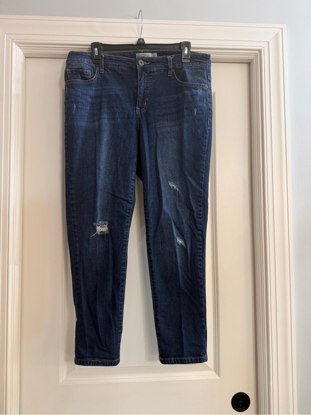 Dark wash distressed crop Denim Jeans  16W